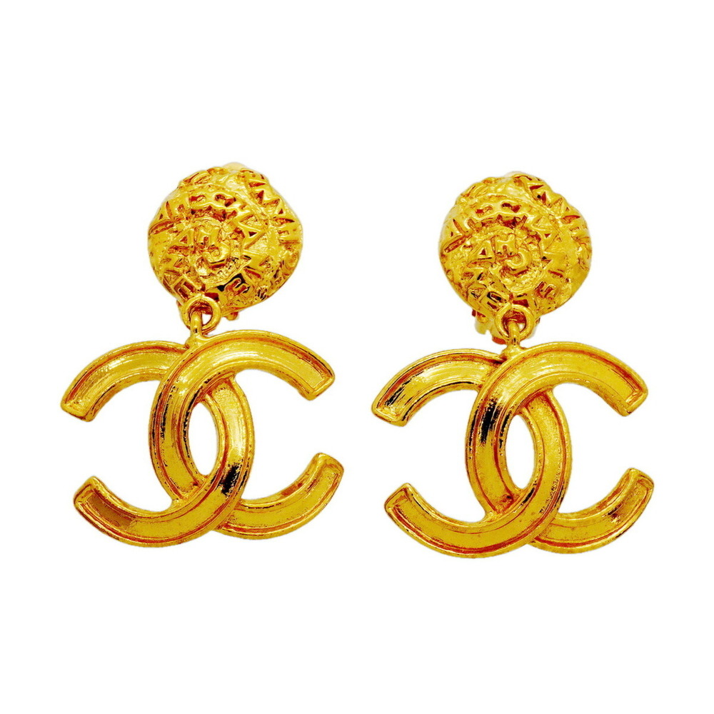 CHANEL Gold Logo Earrings